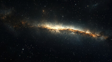 Spectacular Spiral Galaxy Amidst Starry Cosmos with Glowing Dust Clouds