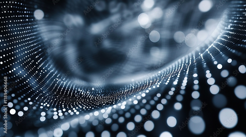 Poster Abstract White and Gray Bokeh Lights Background with Lines and Scale