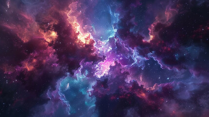 Fototapeta premium A vibrant explosion of swirling colors in 4K, with a mix of geometric and fluid patterns, resembling a nebula in deep space