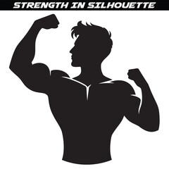 Strength in (men) silhouette vector. Black and white vector eps 10