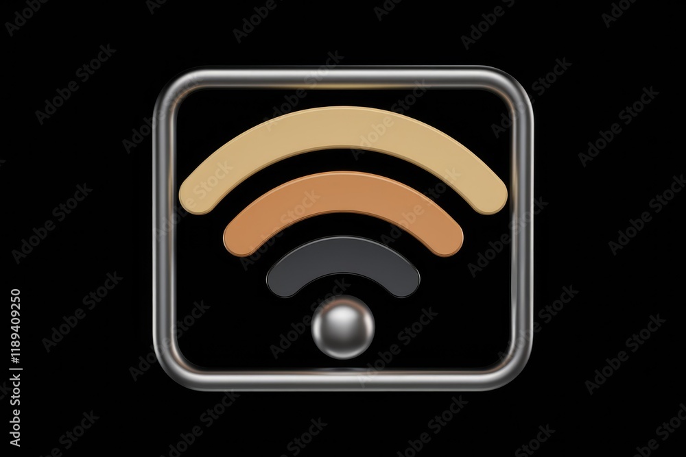 Poster A 3D render of a wifi symbol inside a metallic square.