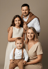 Fototapeta premium Family Portrait in Beige Tones