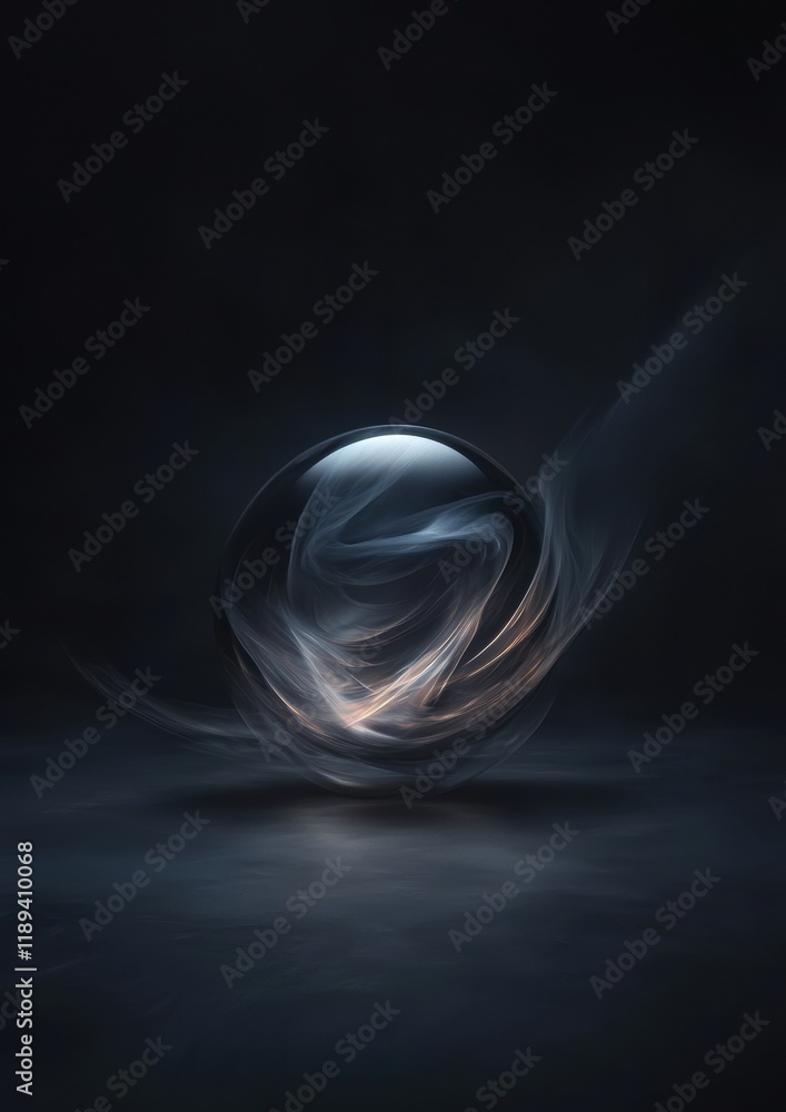 Poster digital art piece that appears to be a sphere or a sphere of some kind. the sphere is in the center 