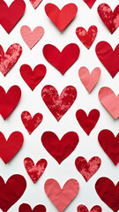 Vibrant Red Hearts Pattern on White: Versatile Romantic Background for Valentine's Day, Greeting Cards, and Love-Themed Designs
