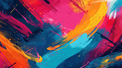 An abstract graffiti-inspired background with bold strokes and vivid colors, embodying urban youth expression and creativity
