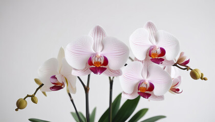 Close-up of Elegant Pink and White Spotted Orchids in Full Bloom
