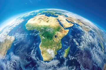 Fototapeta premium Aerial View of Southern Africa: Detailed Earth Observation Showcasing Borders and Cloud Patterns from Space