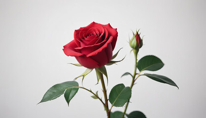 Fototapeta premium Single Red Rose with Bud Close-up