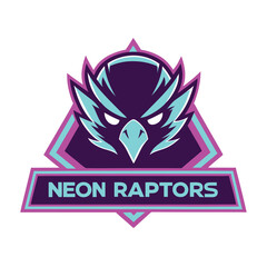 Obraz premium Neon Raptors Logo Vector Design featuring a bold, modern, and vibrant style. Perfect for sports teams and business branding, offering high-quality creative appeal.