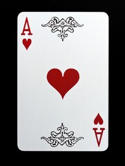 Ace of Hearts Playing Card: Classic Symbol of Gambling on a Sleek Black Background