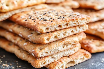Stack of crackers on a table, ready to be served or used