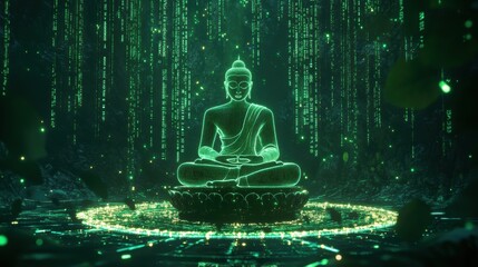 Buddha statue with tranquil background for meditation