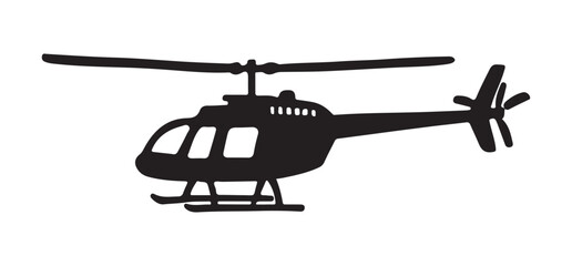 Helicopter Silhouette Vector Illustration Side View