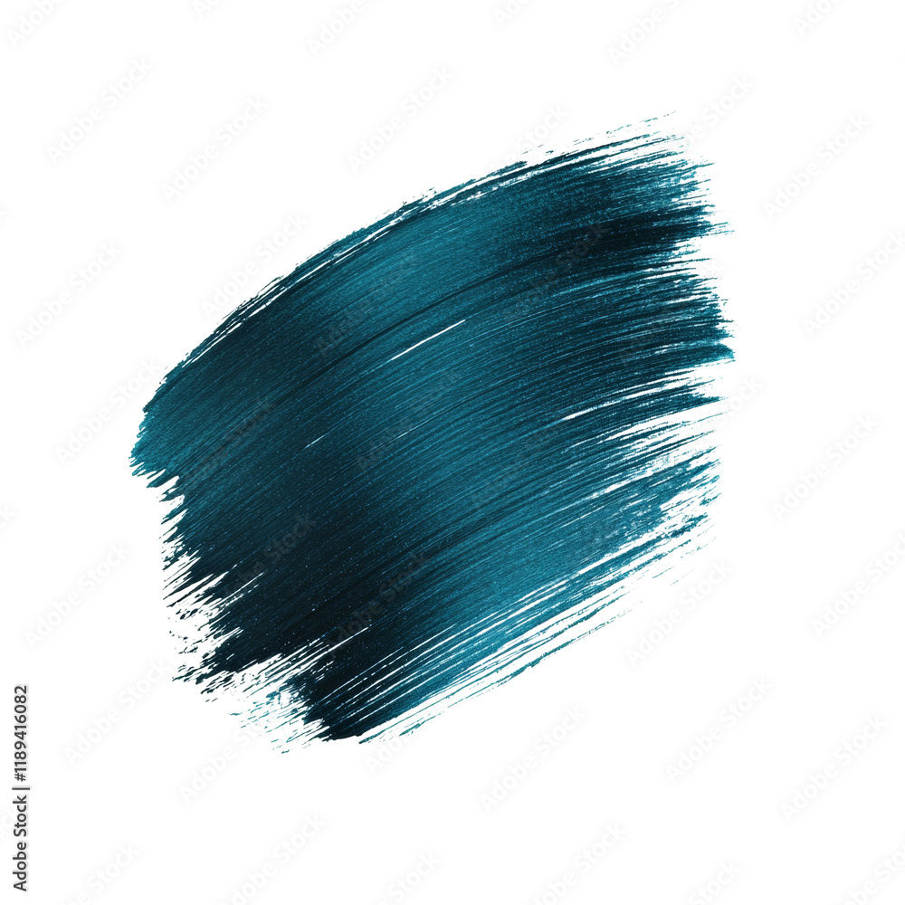 Poster a striking image of a teal paint stroke on a black background showing texture and movement.