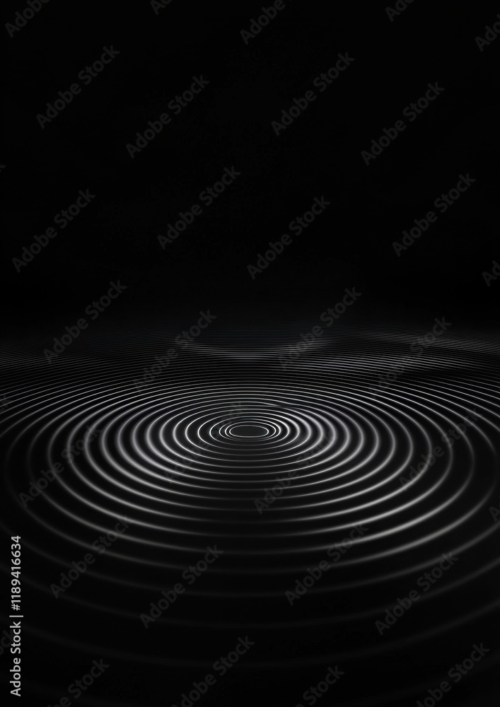 Poster black and white abstract background with a circular pattern in the center.