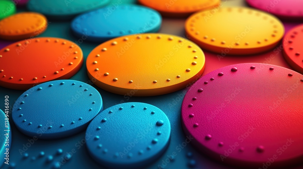 Poster colorful circular shapes with textured surface. abstract design with vibrant colours. circular forms