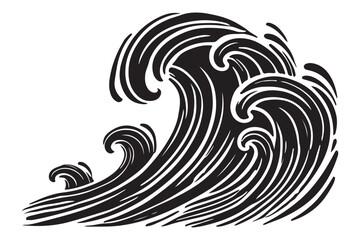 Silhouette illustration of ocean waves