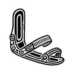 Simple Vector Icon of a Ski Bindings &ndash; Logo Design Illustration