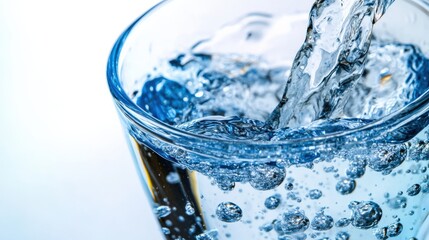 close-up of water being poured into a glass