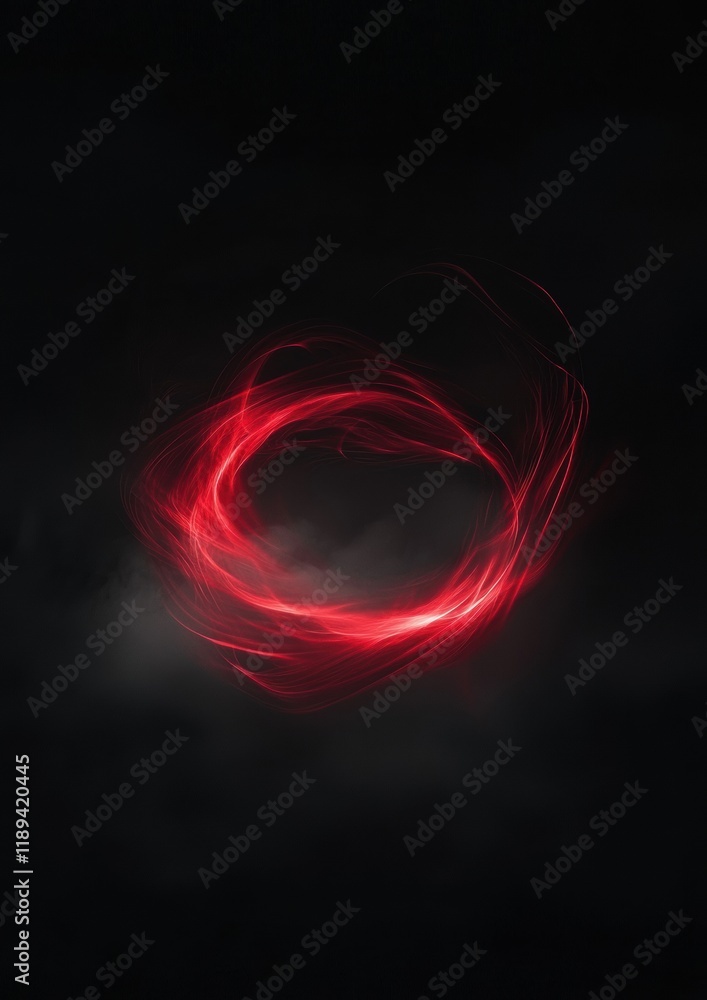 Poster Digital art piece that appears to be a black background with a red swirl in the center. the swirl is made up of thin, curved lines that create a sense of movement and energy.