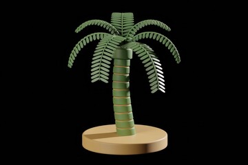 Fototapeta premium Stylized 3D render of a palm tree, isolated on a transparent background, simple and minimal design.