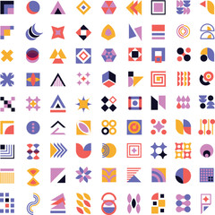 Abstract Bauhaus geometric forms collection. Swiss style constructor set. Modern style vector.