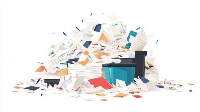 Professional office paper and document recycling wide angle view