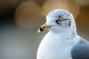 Fototapeta premium A close-up shot of a seagull's face with a blurred background