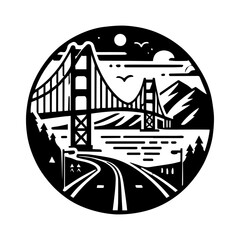 Simple Vector Icon of a coastal drives &ndash; Logo Design Illustration