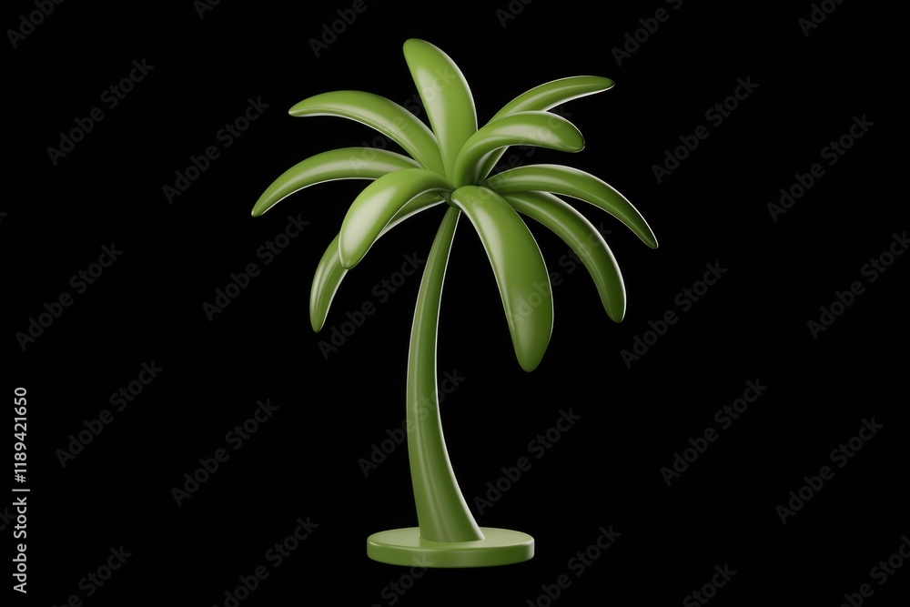 Aufkleber A stylized 3D model of a palm tree, rendered against a transparent background.