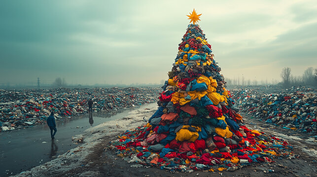 gabage christmas tree in the city