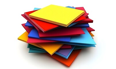 Stack of colorful square papers.