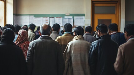 Fototapeta premium The sight of a packed polling station, where citizens of all backgrounds cast their votes, reflecting the spirit of democracy in action.