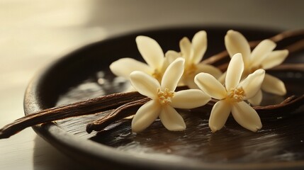 Fototapeta premium The scent of vanilla, calming and comforting, evoking warmth and safety.