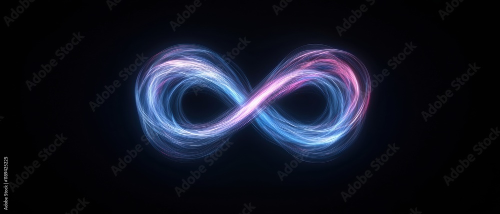 Poster digital art piece that appears to be an infinity symbol. the infinity symbol is made up of two curve