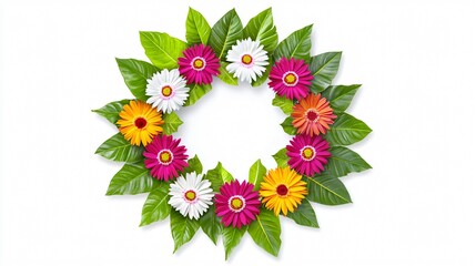 Vibrant Exotic Tropical Flowers and Leafs Circular Frame for Decor