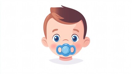 Fototapeta premium Cute Baby Boy Portrait with Pacifier and Stylish Hairstyle