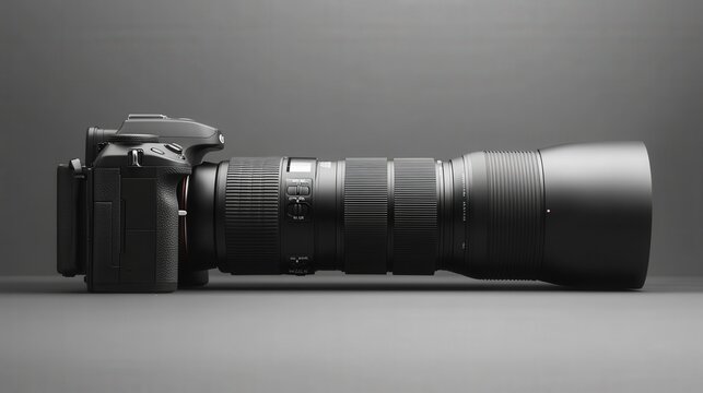 a professional camera with a large lens
