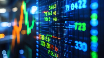 Fototapeta premium stocks and funds, Price display, stock exchange board, charts, money flow index, 16:9