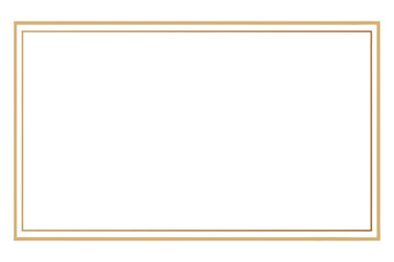 golden rectangle thin frame border, square shiny glowing vintage frame isolated on transparent background 