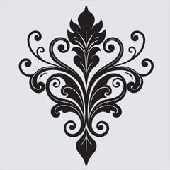 abstract floral ornament silhouette vector art illustration 