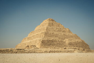 The pyramid of Djoser.  Step Pyramid of Djoser and The pyramid complex of Userkaf in the Sahara...