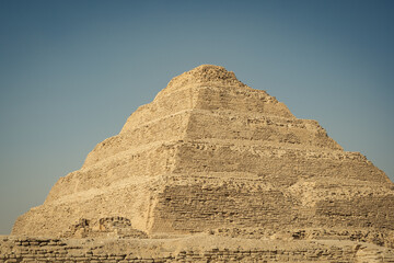 The pyramid of Djoser.  Step Pyramid of Djoser and The pyramid complex of Userkaf in the Sahara desert in the Egypt