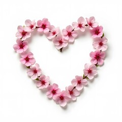 Obraz premium Blooming cherry blossoms forming a heart shape on a white background