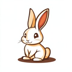 a white cartoon rabbit with orange accents sitting on the ground