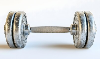 Naklejka premium Used dumbbell isolated on white.
