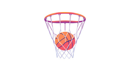 Photo of a basketball hoop with a hole isolated on transparent background