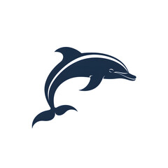 Fototapeta premium Minimalistic Dolphin Logo with Leaping Motion and Smooth Curved Lines