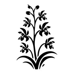 Simple Vector Icon of a Black Forest Orchid – Logo Design Illustration