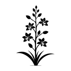 Simple Vector Icon of a Black Forest Orchid – Logo Design Illustration